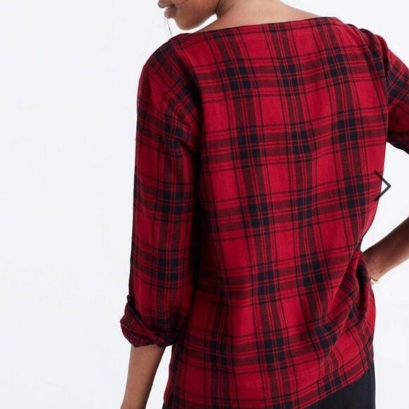 Madewell Curtis Plaid Herald Red  Flannel Tee size Small - Picture 9 of 9